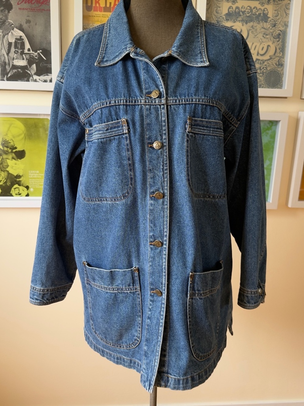 Vintage 90s Northern Spirit Woman Blue Denim Chore Jacket | Oversized Barn